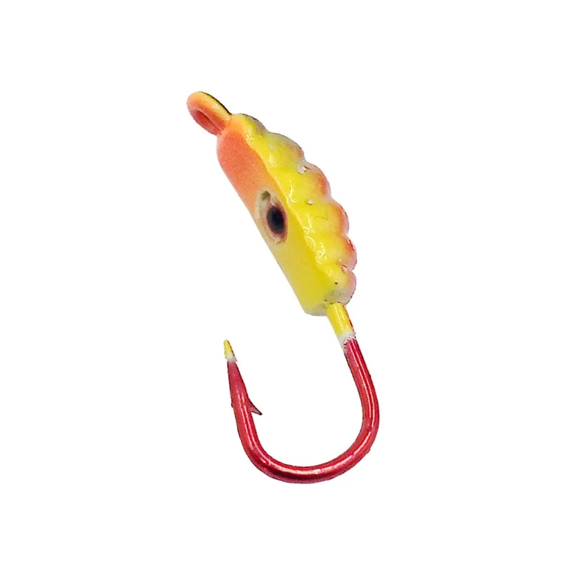 Winter Worm Bait Fish 2.2cm 1.4g Lead Head Hook Fishing Bait Fishing Tackle Outdoor Ice Hook Hook Bait Multi-head Metal 6PCS