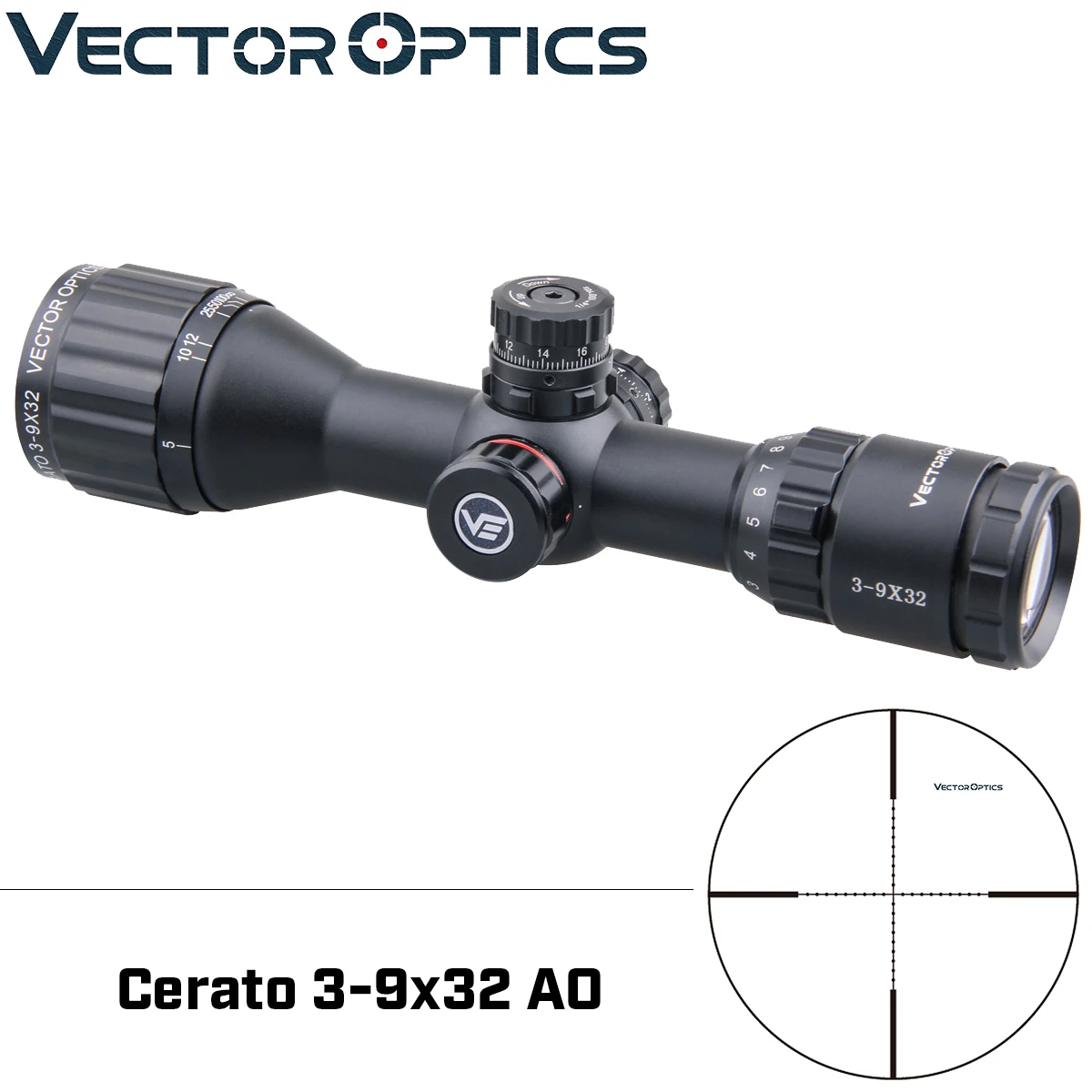 Компактный прицел для винтовки Vector Optics 3 9x32 AOE объектив фокусировки осветительный