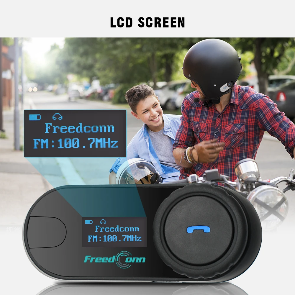 Freedconn T COM SC Intercom Motorcycle Helmet Wireless Bluetooth Headset Intercomunicador Moto Music Share LCD Display FM Radio