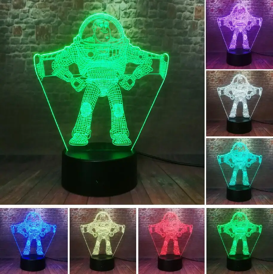 Touch One 7 Color Детская история игрушек Базз Лайтер древесный RGB цвет пеленальный столик декоративное ночное освещение дети ребенок Рождественский подарок на день рождения на праздник - Испускаемый цвет: Touch One 7 Color