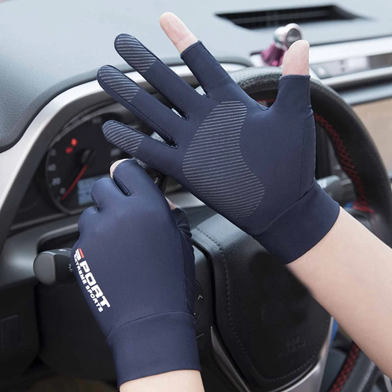 

1Pair Ice Silk Driving Cycling Gloves Half-finger UV Protection Outdoor Sports Glof Fitness Fishing High-Elastic Non-Slip Gloves