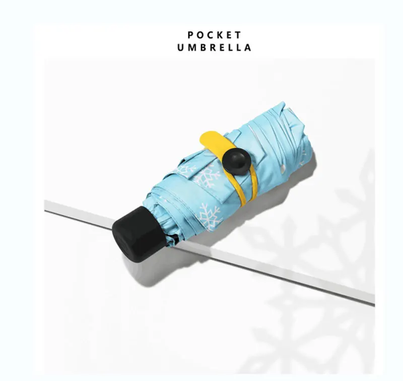 snow blue Зонт для девочки 1 шт. очаровательный дождливый день карманный зонтик цветок животный узор черное покрытие Защита от Солнца Ветрозащитный пять складной зонтик для девочек - Цвет: snow blue
