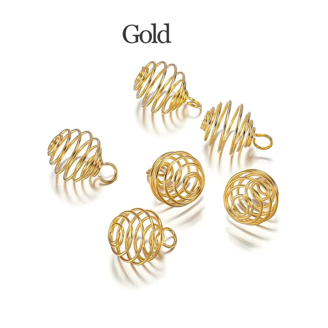 5-30Pcs/lot 9-35mm Metal Spiral Beads Cages Pendants Hollow Bead Caps For DIY Charms Jewelry Making Supplies Accessories Gold