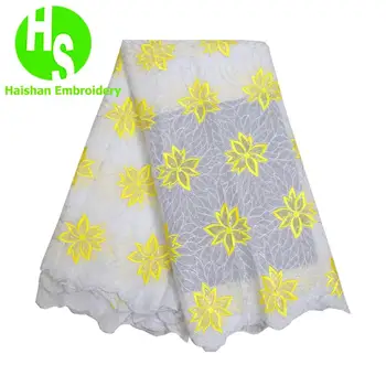 

HS Polyester Sequin Lace Fabric African Big Flower Nigerian Lace Fabrics for Wedding 2020 tissu africain mariage