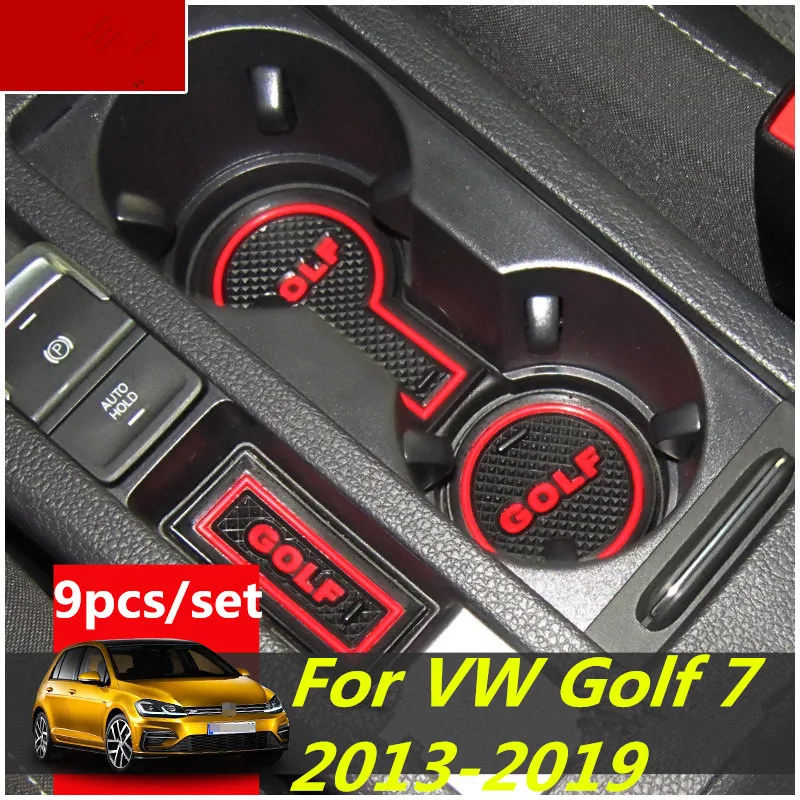 Для VW Golf 7 MK7 2013-2019 3D резиновый коврик слот-коврик для двери чашки подушки подложки