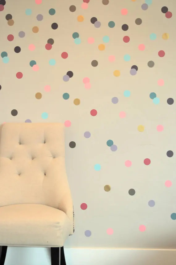 

free ship 24pcs 4cm Confetti Polka Dot stickers,removable sticker on cabinet,Girly Brights Metallics VINYL DIY wall art,M2S1