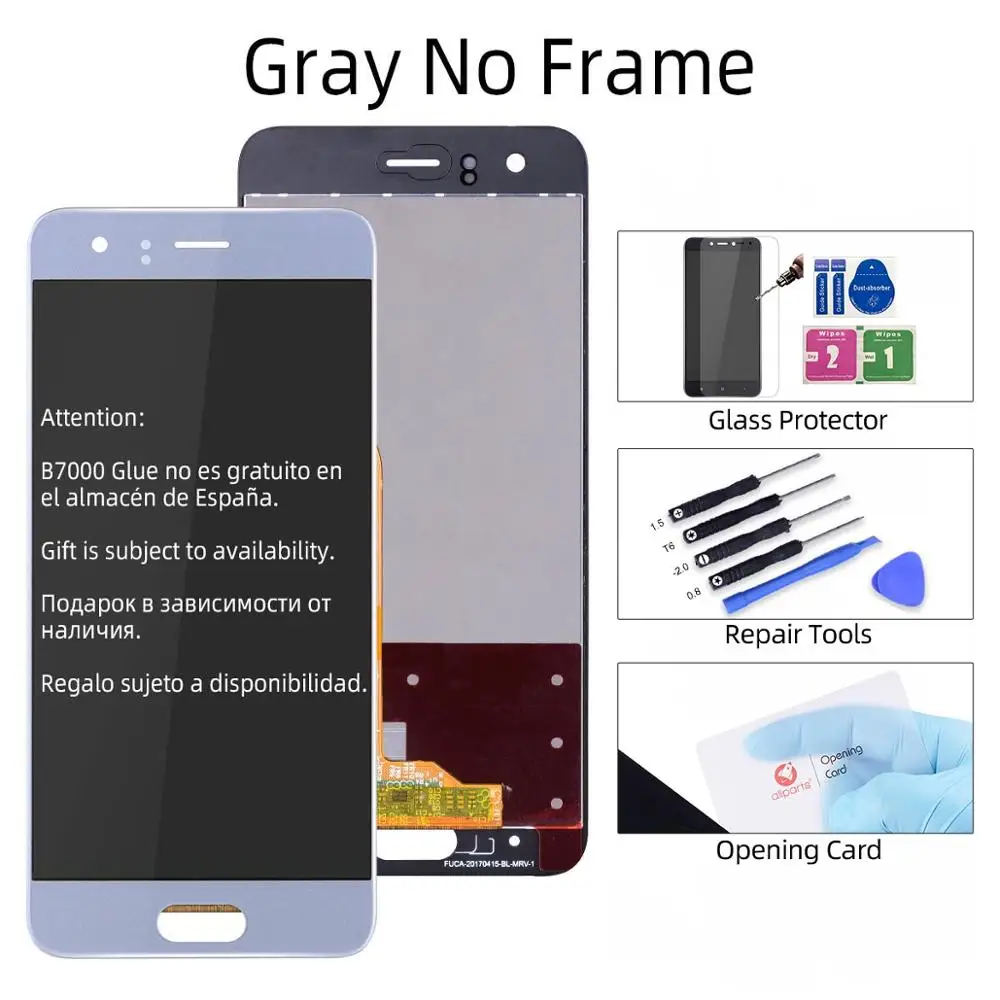 Дисплей для huawei Honor 9 STF-L09 STF-AL10 STF-AL00 ЖК дисплей с сенсорной панелью с рамкой Digitizer assembly Honor 9 ЖК-дисплей Дисплей - Цвет: Gray No Frame