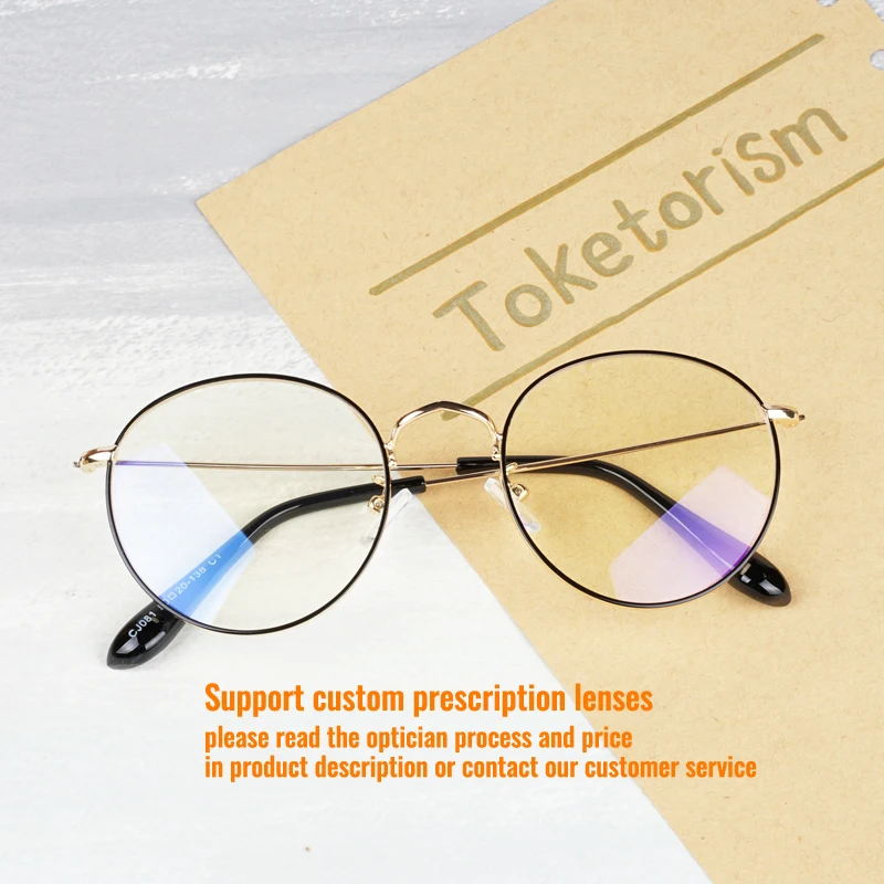Tanie Toketoryzm niebieskie światło okulary blokujące metalowe okrągłe okulary do komputera mężczyźni kobiety anty niebieskie okulary 180