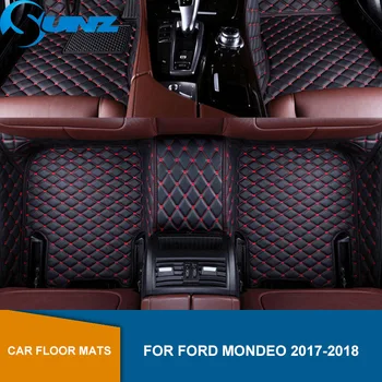 

Leather Car floor mats For Ford Mondeo 2017 2018 Custom auto foot Pads Waterproof Carpets automobile carpet cover SUNZ
