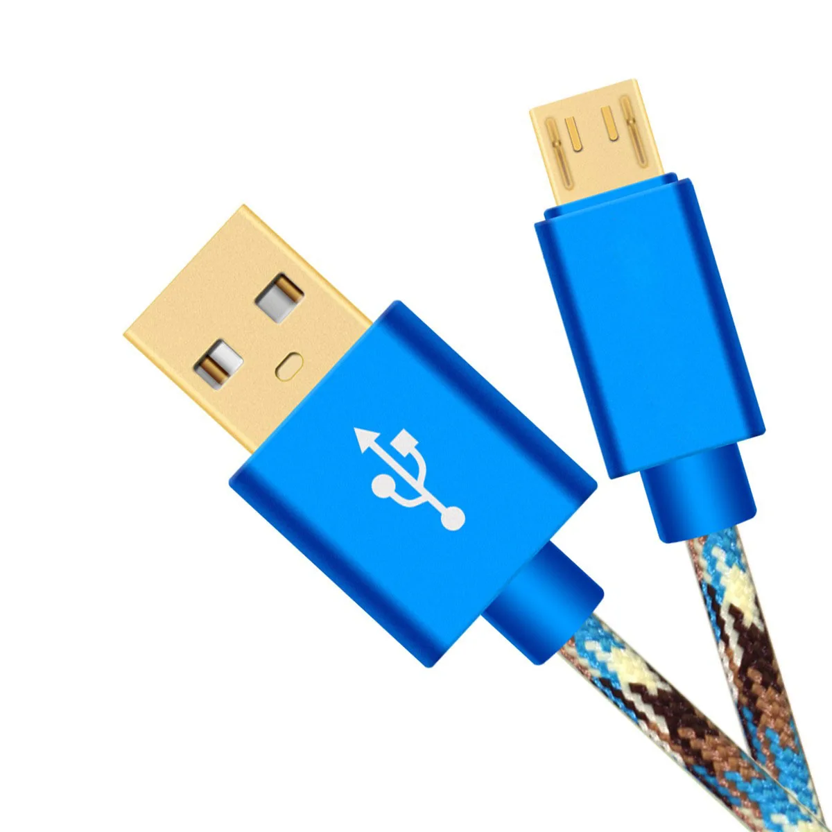 

Wholesale Gold Plated 2A Android Data Cable 2 m usb Camouflage Woven Data Cable Aluminium Alloy V8 Nylon Charging Cable