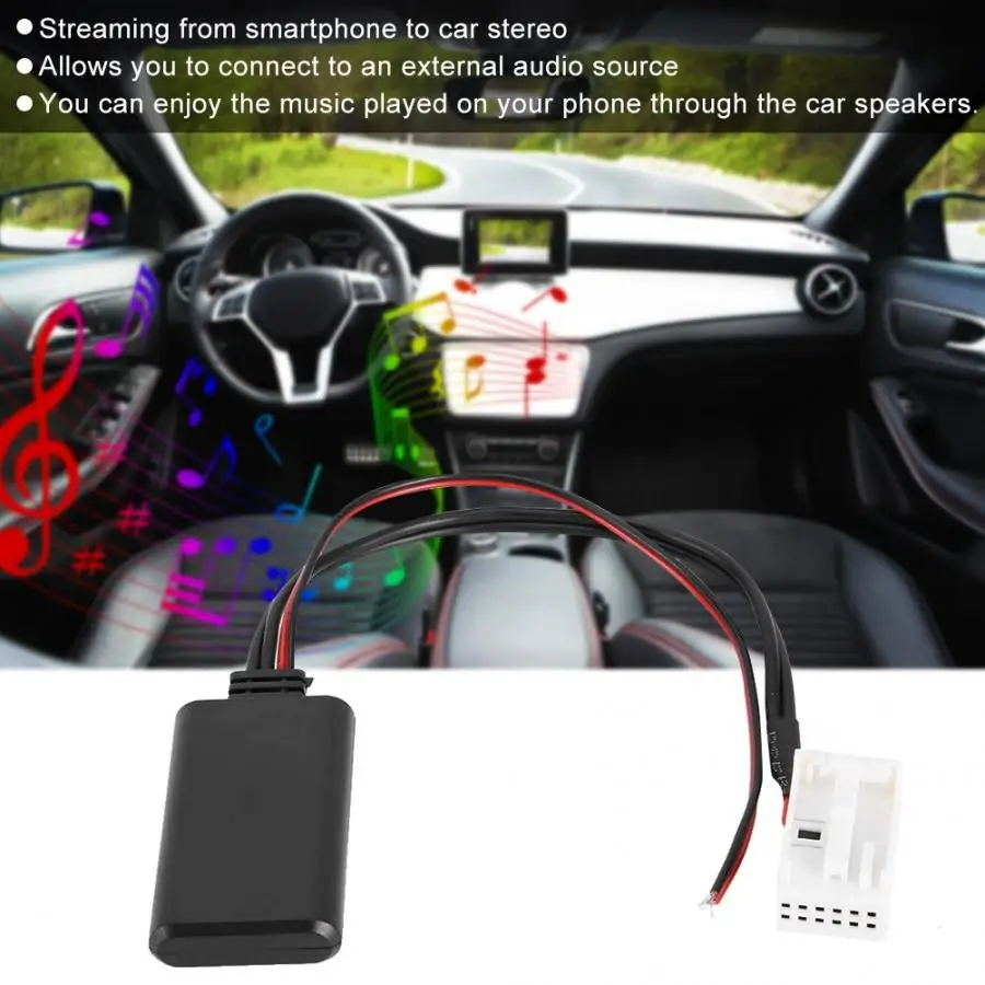 12 Pin беспроводной автомобильный стерео аудио AUX кабель адаптер совместим с Bluetooth подходит для Mercedes-Benz W169 W245 W203 W209 W164