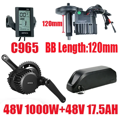 Bafang 1000 Вт 48 в средний привод двигателя BBSHD Ebike конверсионный комплект с батареей 48 В 17.5ач мощный двигатель 8fun Электрический велосипед комплект - Цвет: C9651000W17.5AH120MM