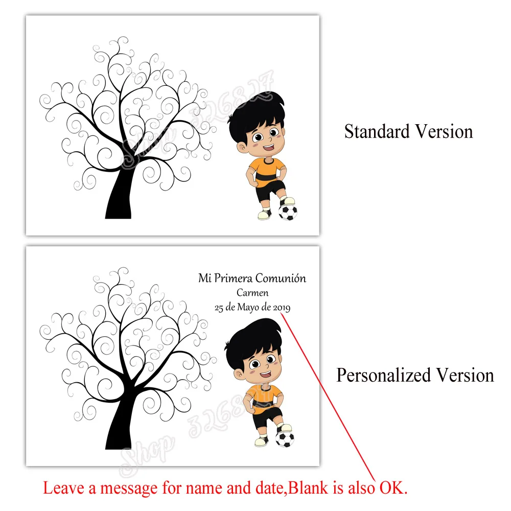 Футбол мальчик девочка бесплатно Пользовательское имя, дата отпечаток пальцев Подпись гость книга DIY Mi Primera Comunion вечерние Декор чернил Pad включены - Цвет: HK270-31