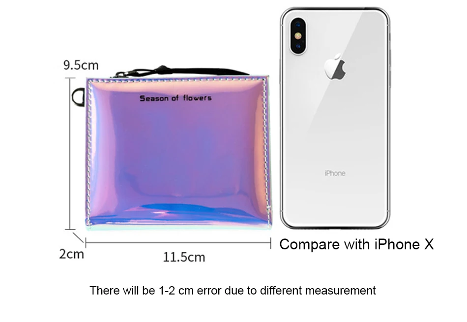 New Lanyard Laser Holographic Wallet Women Long Purse Female Clutch Bag Women Wallets Purses Zip Phone Pocket