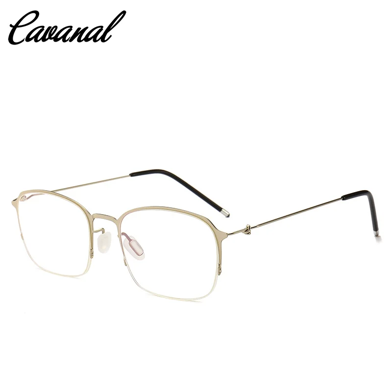 

Eyeglass Frame Men's Ultra Light Half Frame Myopia Glasses Screwless Eyewear Men's Flat Mirror Metallic Frameless Glasses 6741