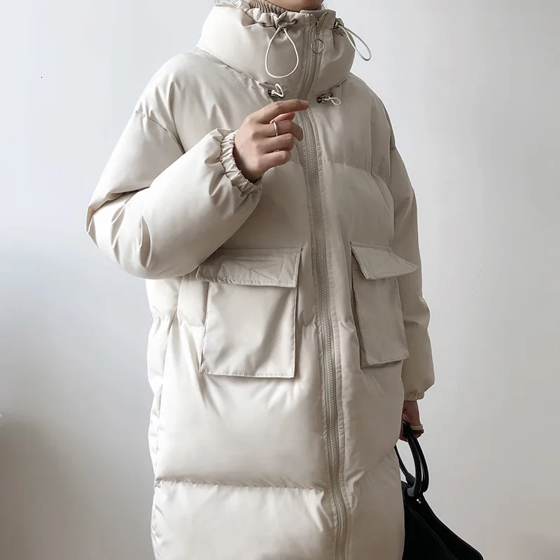 Mooirue, осенне-зимнее уличное пальто, пальто, длинная парка, выше колена, хлопковая стеганая одежда, свободное утепленное пальто с хлопковой подкладкой - Цвет: apricot