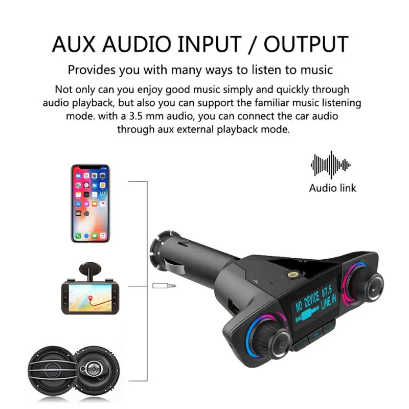Автомобильный Bluetooth передатчик Aux модулятор аудио mp3-плеер авто аксессуары