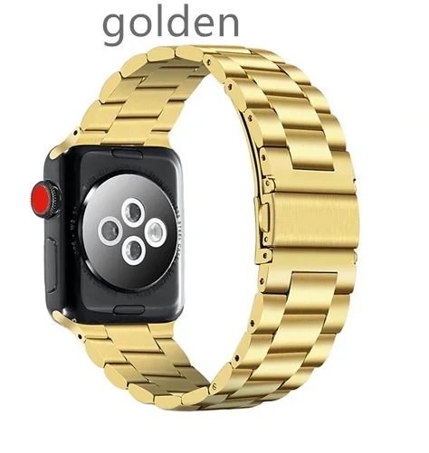 Correa для apple watch, apple watch 5, 4 ремешка, 40 мм, 44 мм, для iwatch, полосы 38 мм, 42 мм, ремешок, браслет из нержавеющей стали, Ремешки для наручных часов, ремень - Цвет ремешка: golden