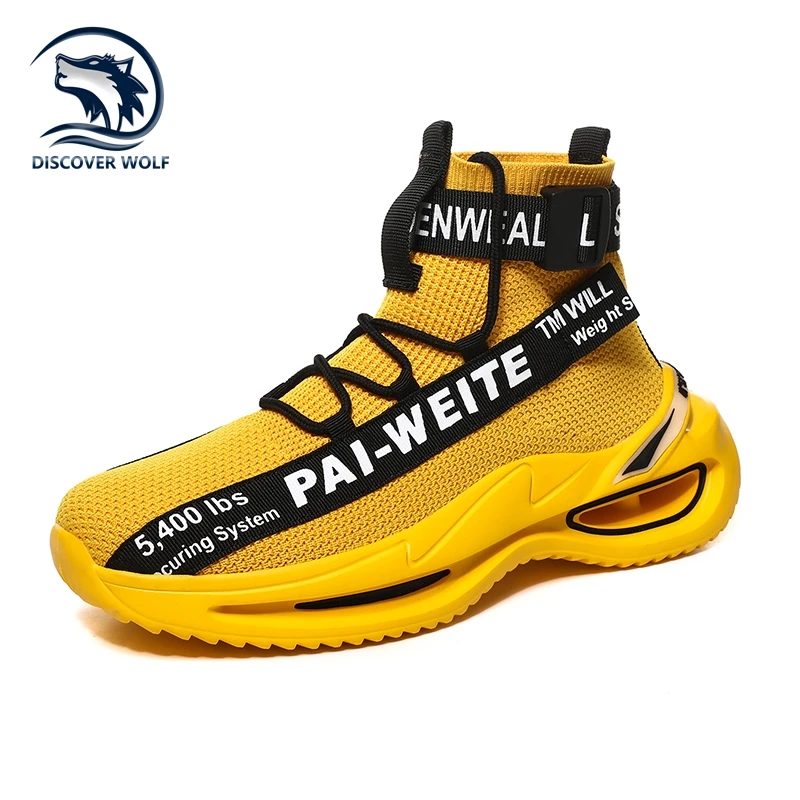 

New Lightweight Sock Running Shoes High-Top Thick Bottom Jogging Sneakers Men Training Breathable Athletic Walking Sports Shoes