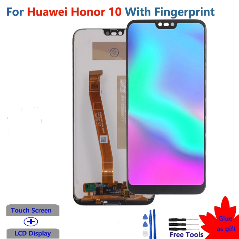Оригинальный ЖК дисплей для Huawei Honor 10 со сканером отпечатков пальцев сенсорный