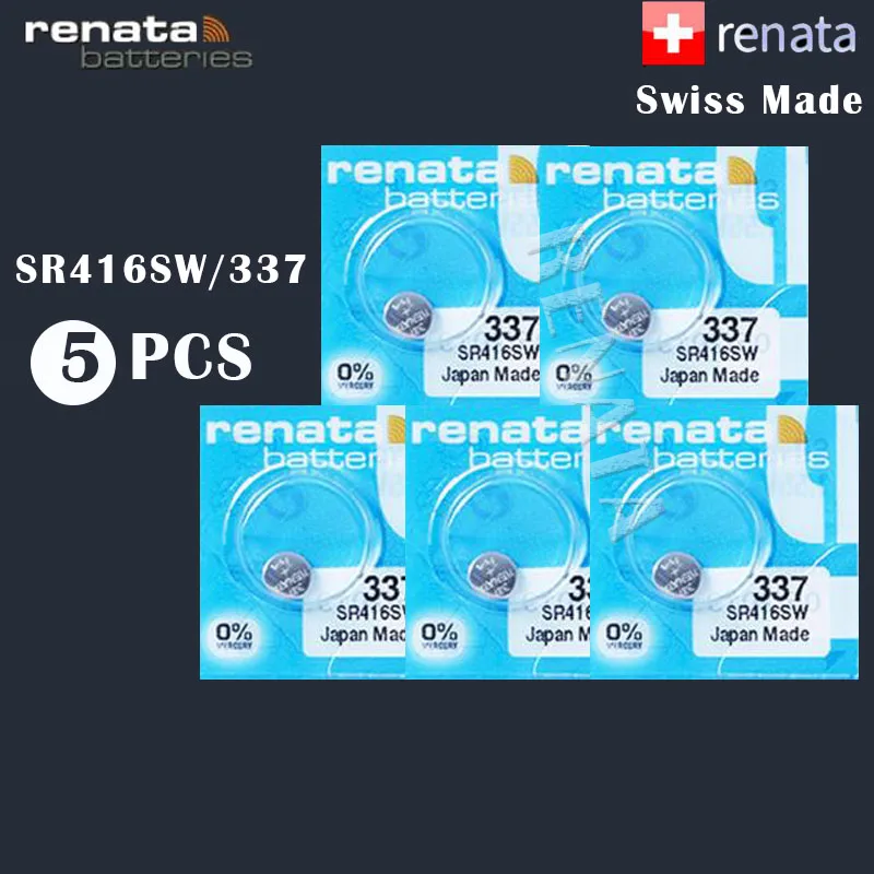 5 шт. швейцарский аккумулятор Renata 337 SR416SW 1 55 в для часов Серебряный RENATA часовая