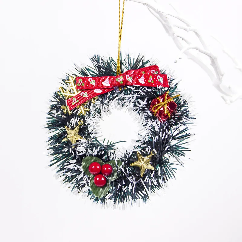 ПВХ Мини Рождественский венок гирлянда украшения Рождественские украшения подвесной ротанговый рождественские украшения для дома открытый кулон
