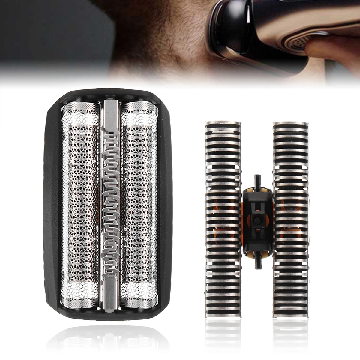 Baratos Durable 1Pc de afeitar de película + 1Pc hoja de afeitar la cabeza conjunto de 30B para BRAUN 310 de la serie 330 de 3 7000 de 4000