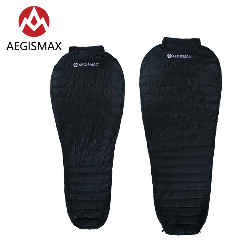 Мешок для сна AEGISMAX Nano черный уличный ультрасухой 700FP с белым гусиным