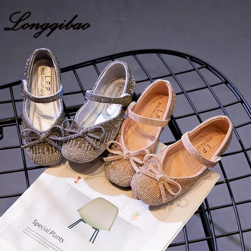 

Rhinestone shoes girls princess shoes crystal shoes soft bottom 2019 autumn new foreign style Korean girls show shoes