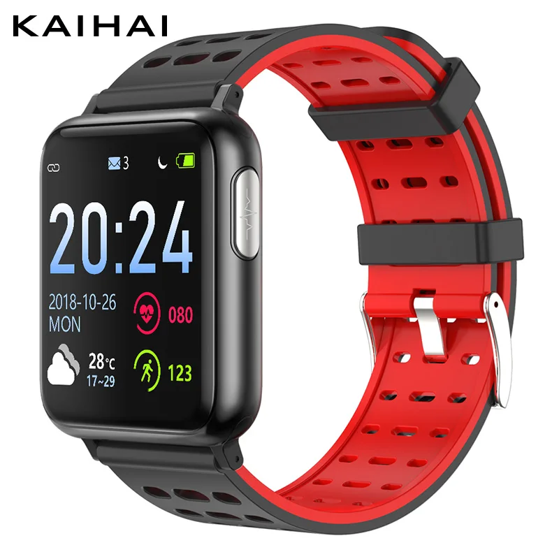 KAIHAI фитнес-трекер ecg ppg spO2 Смарт-часы для мужчин кровяное давление кислород Пульс монитор здоровья часы - Цвет: red smartwatch