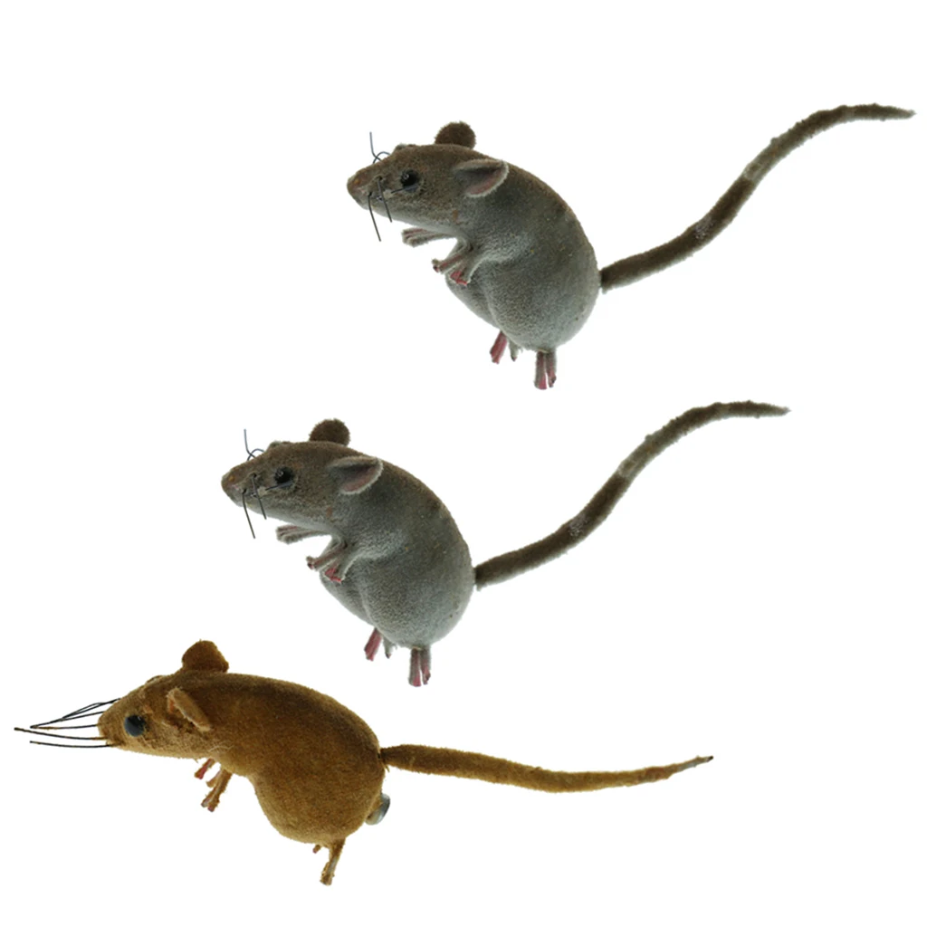 3 Pieces Realistic Mouse Sculpture Lifelike Mice Ornament Animal Statues for Outdoor Garden Lawn Decor