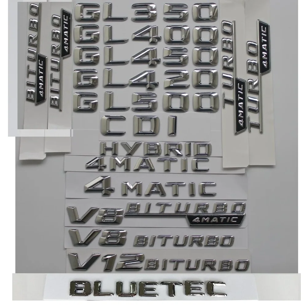 3D хромовые буквы для Mercedes Benz X166 X164 GL63 GL300 GL320 GL350 GL400 GL450 GL500 GL550 AMG CGI CDI 4matic BLUETEC