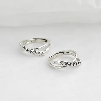

Japanese-style Korean Series New Style Normcore-Fine Silver Cross Ring Women's Simple Retro S925 Silver Adjustable Ring