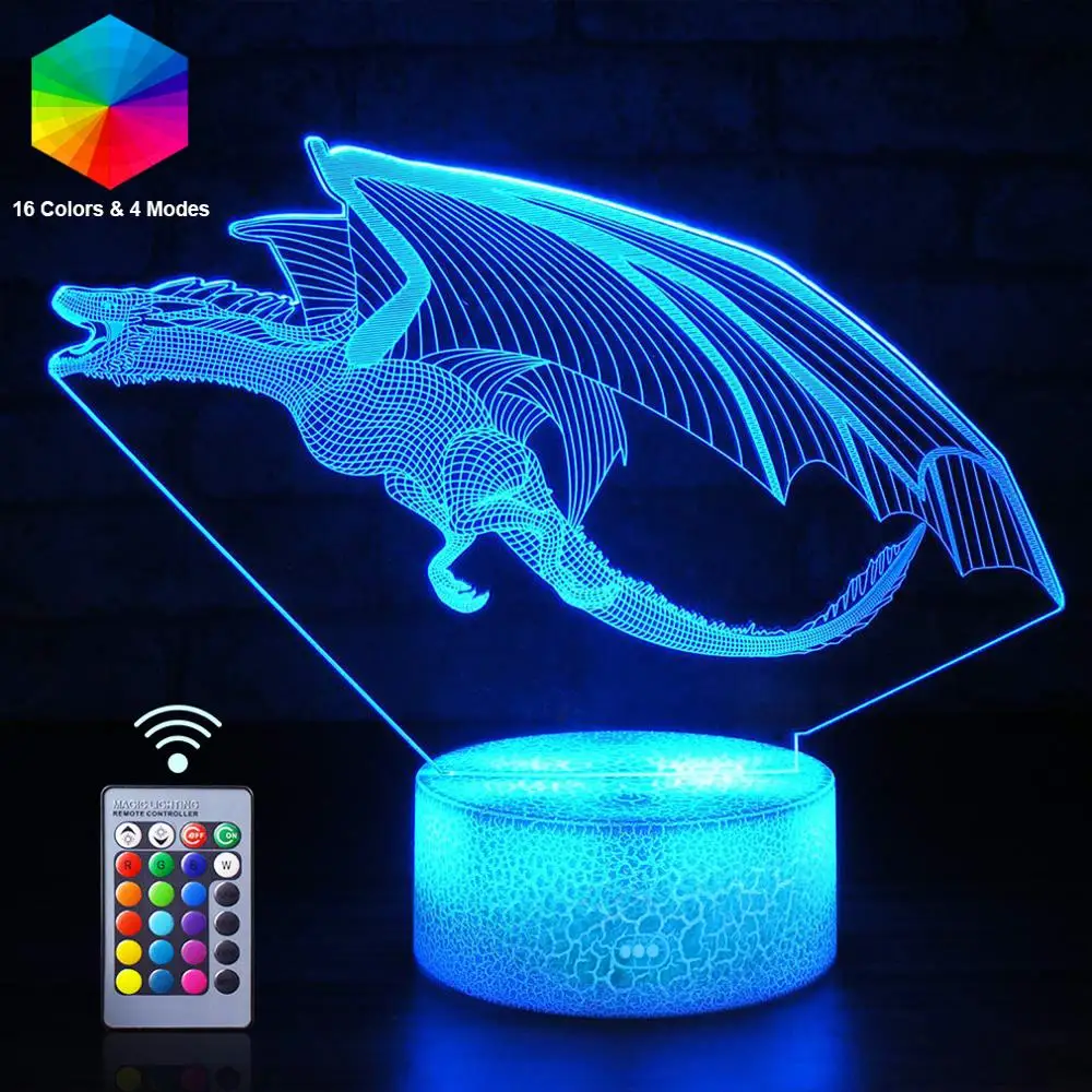 3D Dinosaur Night Lights Dragon LED NightLight USB Animal Pterosaur Winged Dragon Remote Table Lamp Kid Birthday Gift Home Decor