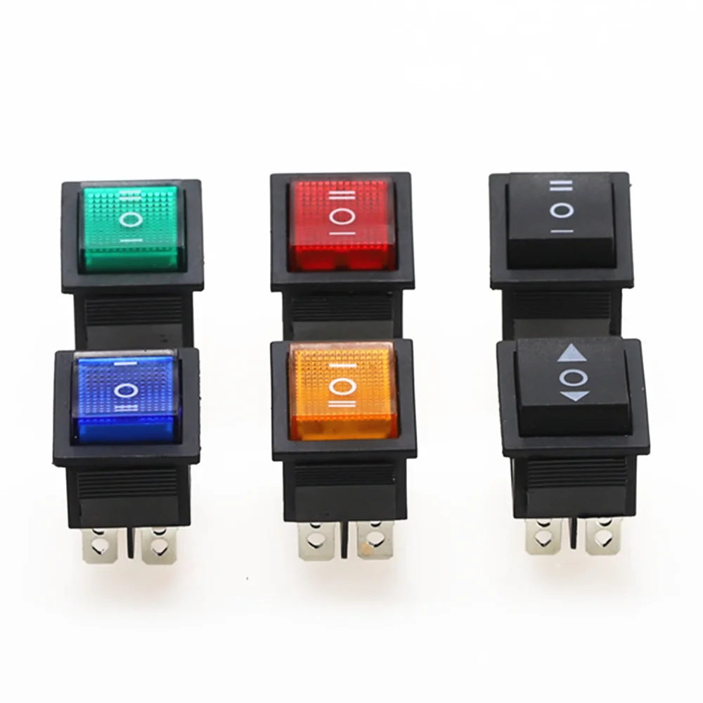 Self-Lock KCD4 Rocker Switch Power Switch 3 Position 6 Pins With Light 15A 250VAC/20A 125VAC 32*25mm electric switch cap