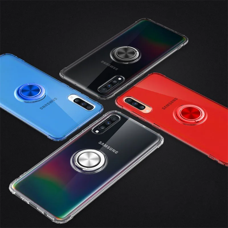 Кольцо-держатель для samsung Galaxy A70 A50, задняя крышка с подставкой, Магнитные Прозрачные телефонные чехлы для samsung Galaxy A50 A70, чехол