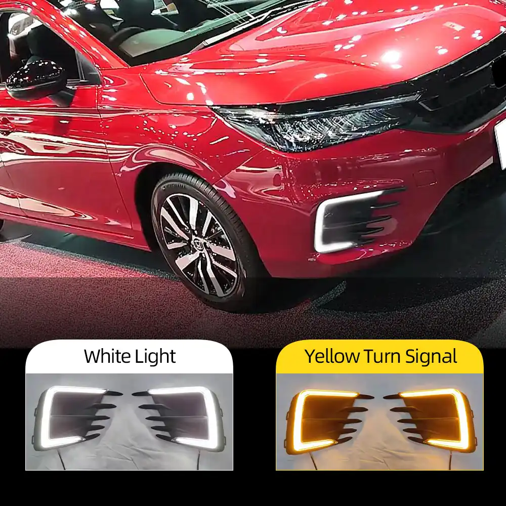カー点滅1セット車のdrlランプダイナミック黄色ターンシグナル12 12vデイタイムランニングのledランプのためのホンダ市rs 21 Aliexpress