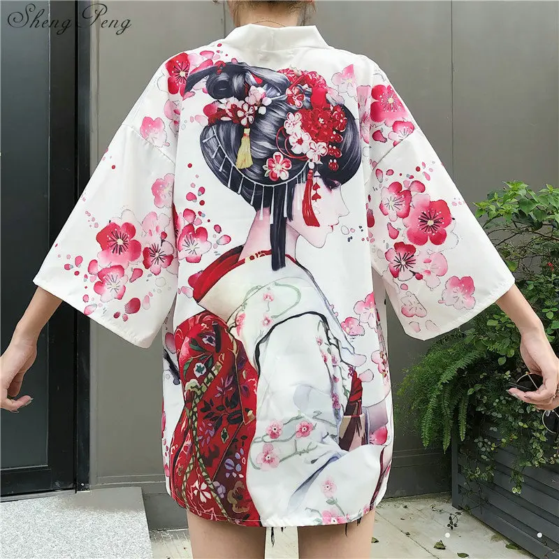 Kimonos женские юката женские японские наряды уличная Гейша Женские кимоно косплей harajuku одежда haori obi V1634