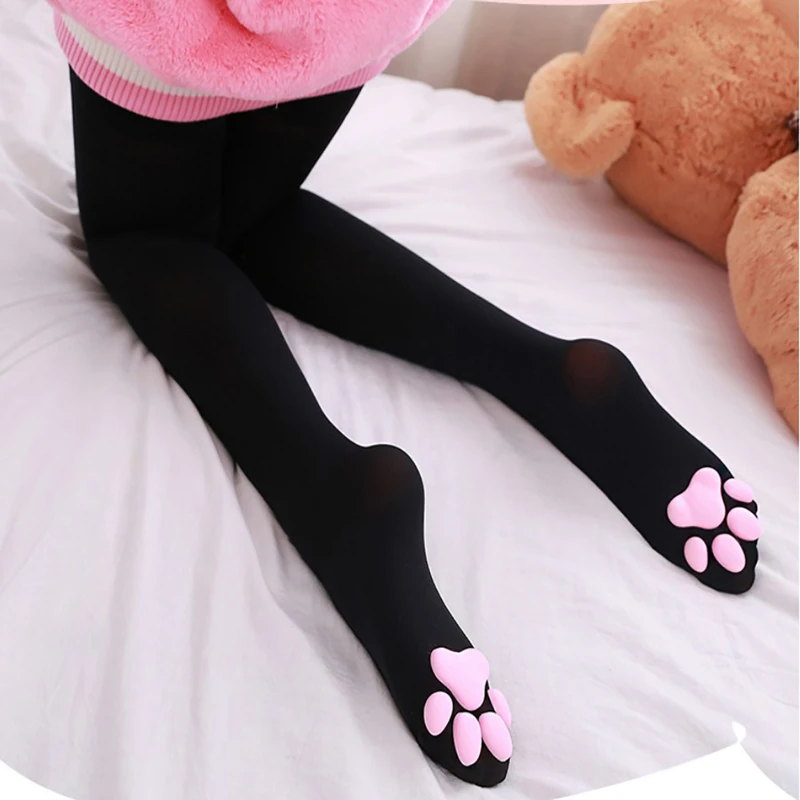 lindos gatos patas calcetines novedosos calentadores de piernas medias 3D Gatito Garra Medias Lolita Cat Cosplay Calcetines altos a la rodilla para mujer