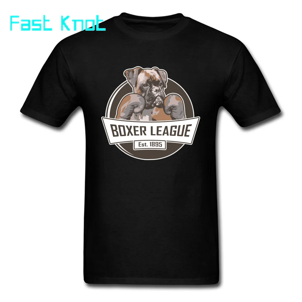 Boxer Dog League T Shirt Men Cool Design Faddish T-Shirts 100% Cotton Not Pocket Men's Chibi Great Dane Tshirt For Youth Man | Мужская