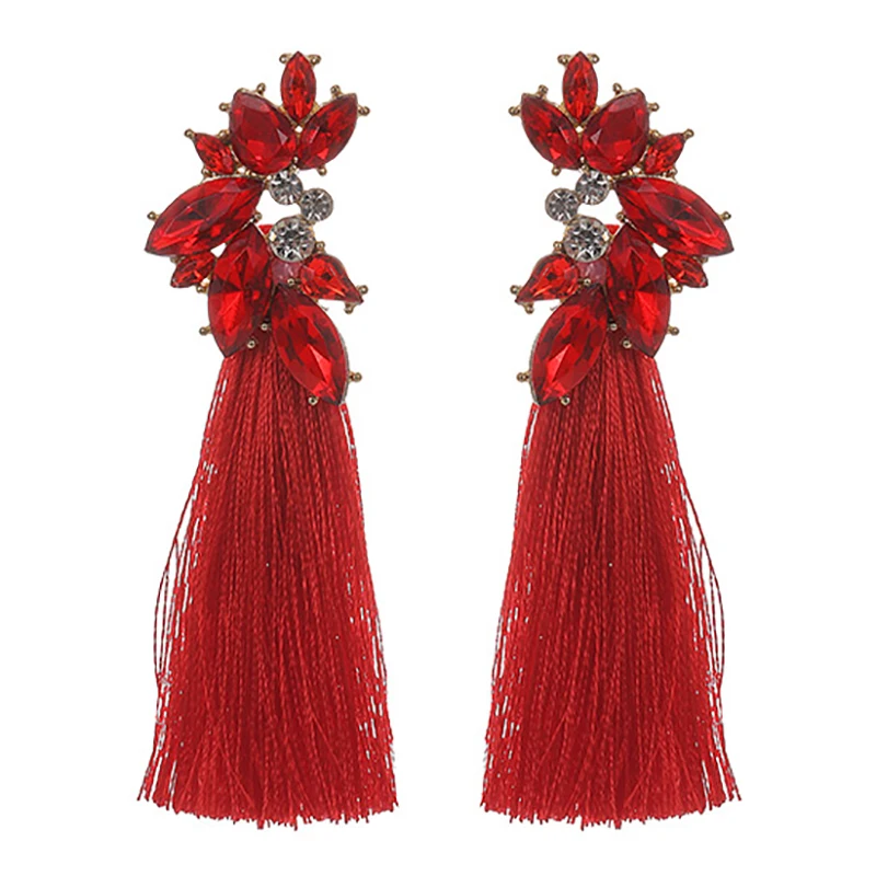 ZHINI Brand Ethnic Long Tassel Earrings Women Luxury Full Rhinestone Statement Earring Fashion Handmade christmas Jewelry 2020 | Украшения