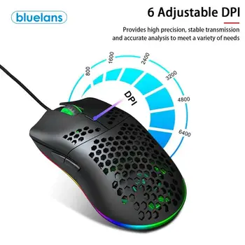 

J900 USB Wired Gaming Mouse RGB Backlit Gamer Mouses with 6 Adjustable DPI Honeycomb Hollow Ergonomic Design for Desktop Laptop