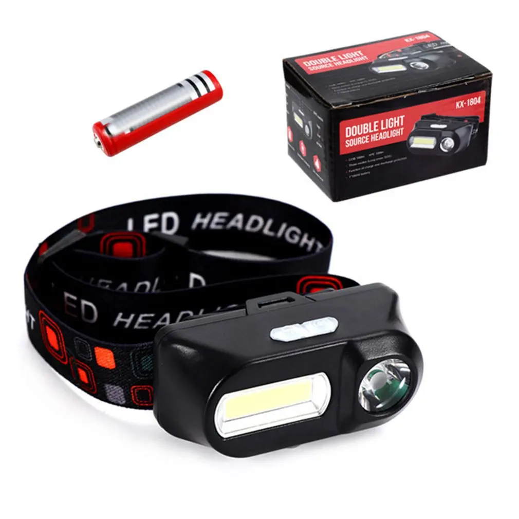 with battery Многофункциональный Usb интерфейс зарядка головной светильник Cob Открытый аварийный головной светильник фонарь 18650 батарея рыболовный светильник - Цвет: with battery