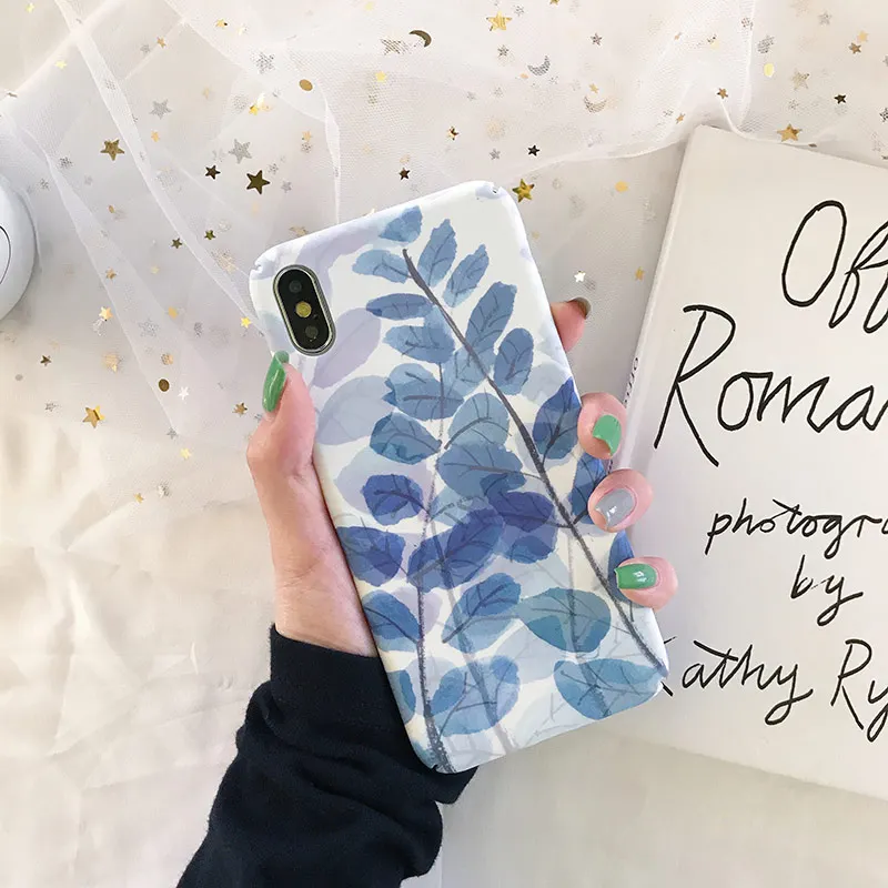 Жесткий чехол для телефона s из поликарбоната для iphone 11Pro XS MAX X XR, чехол с синими листьями для iphone 6, 6s, 7, 8 Plus, 11, задняя крышка, fundas Capa - Цвет: 5