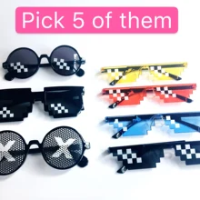 Новые мозаичные солнечные очки Trick Toy Thug Life, черные мозаичные солнечные очки, забавные игрушечные очки, очки Pixel для женщин и мужчин Bl