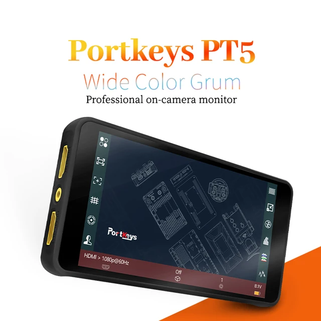 شاشة Portkeys PT5 5 "5 بوصة شاشة 4K HDMI تعمل باللمس 500nit رقيقة جدا ثلاثية الأبعاد LUT دعم 1920*1080 للكاميرا DSLR P6 ترقية جديدة-2