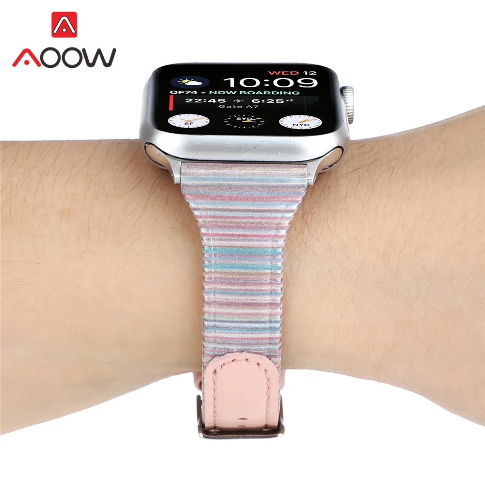 Ремешок из натуральной кожи для Apple Watch, ремешок 40 мм, 44 мм, ремешок для iwatch 38 мм, 42 мм, 1, 2, 3, 4, 5, браслет, аксессуары, ремень