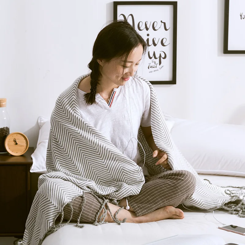 

120cmX180cm Knitted Blanket with Tassels Super Soft Bed Bedding Warm Soft Quilt Cotton Crochet Sofa Cover Blanket Bed Supplies