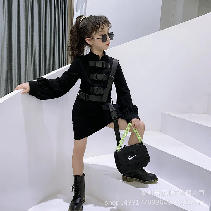 Новинка осени 2020 платье для девочек длинное Повседневное в иностранном стиле с