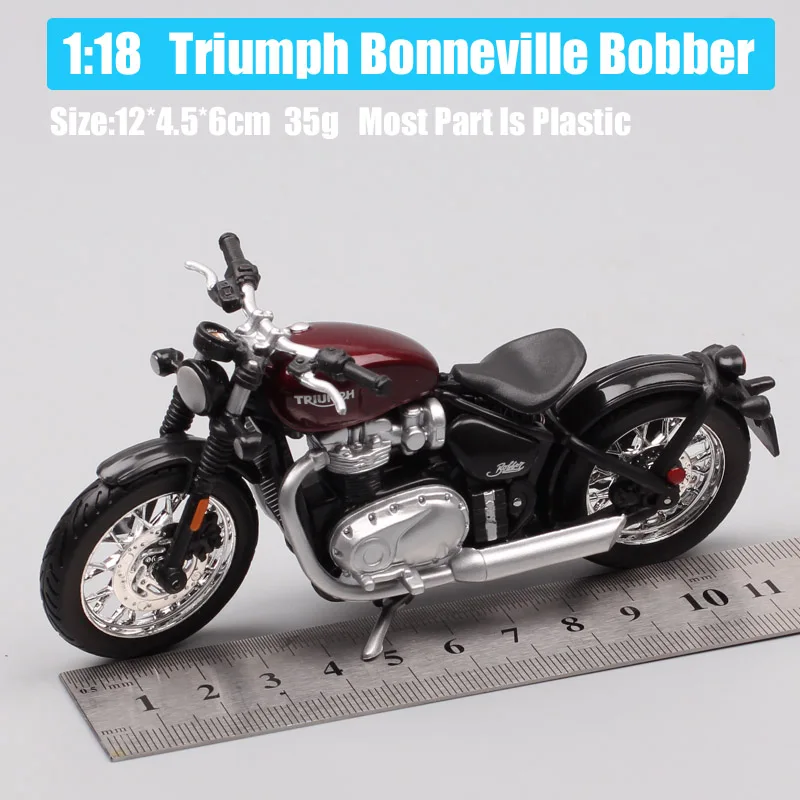 1:18 Масштаб Мини bburago Triumph Bonneville Bobber cruiser Мотоцикл Diecasts& игрушечные транспортные средства игрушка Тур велосипед подарки для коллекционных